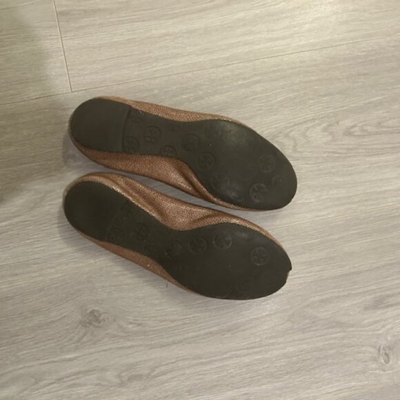 TORY BURCH "Reva" Coconut Brown Stingray Leather Ballet Flats (7.5) - Picture 4 of 6